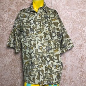 Hakuna Matata Safari All Over Print Short Sleeve Button Up XL All Over Print
